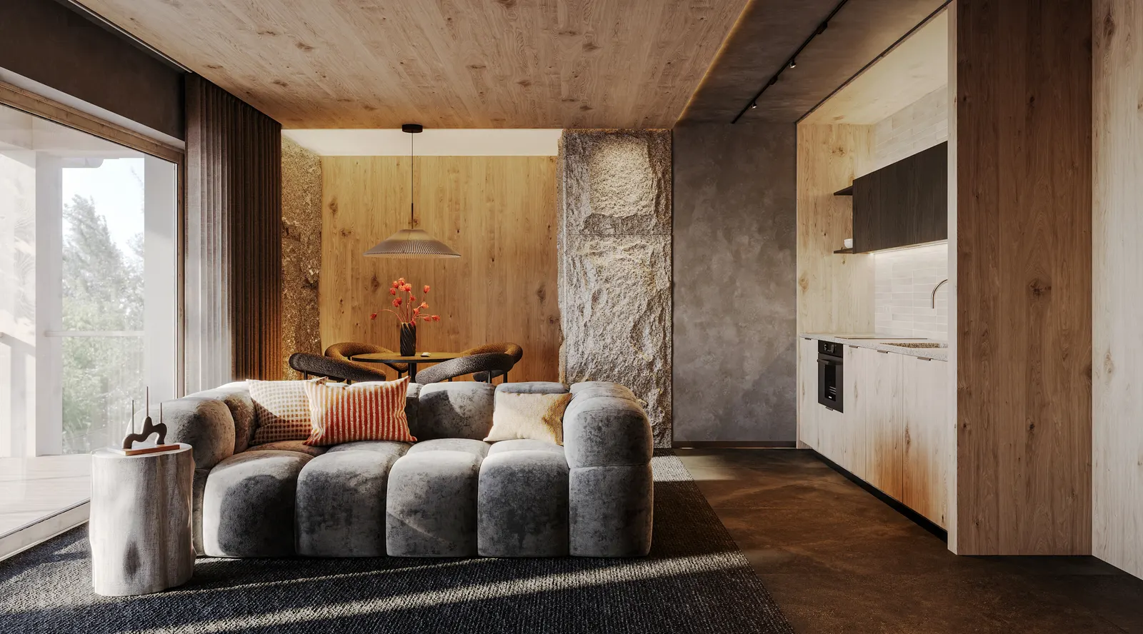 Aparthotel Białka — Apartament, salon z aneksem